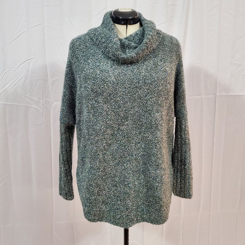 Jones New York Signature Sweater Women's S / M Green Gray Heather Cowl Neck